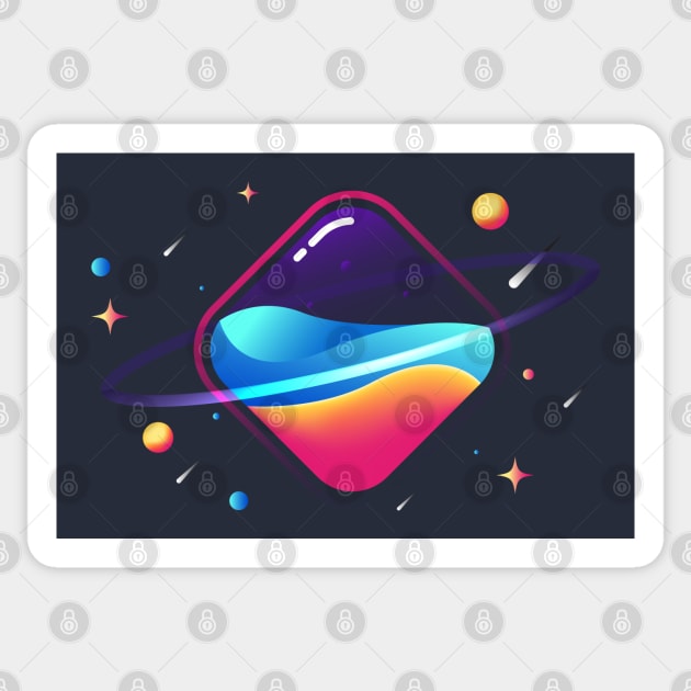 Square fluid planets illustration Sticker by Wudel Mbois